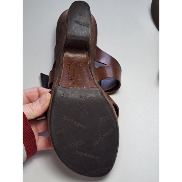 Kork-Ease Beatrice Brown Leather Strappy Wedge Platform Sandals Clogs Size 7/39 - Picture 7 of 11